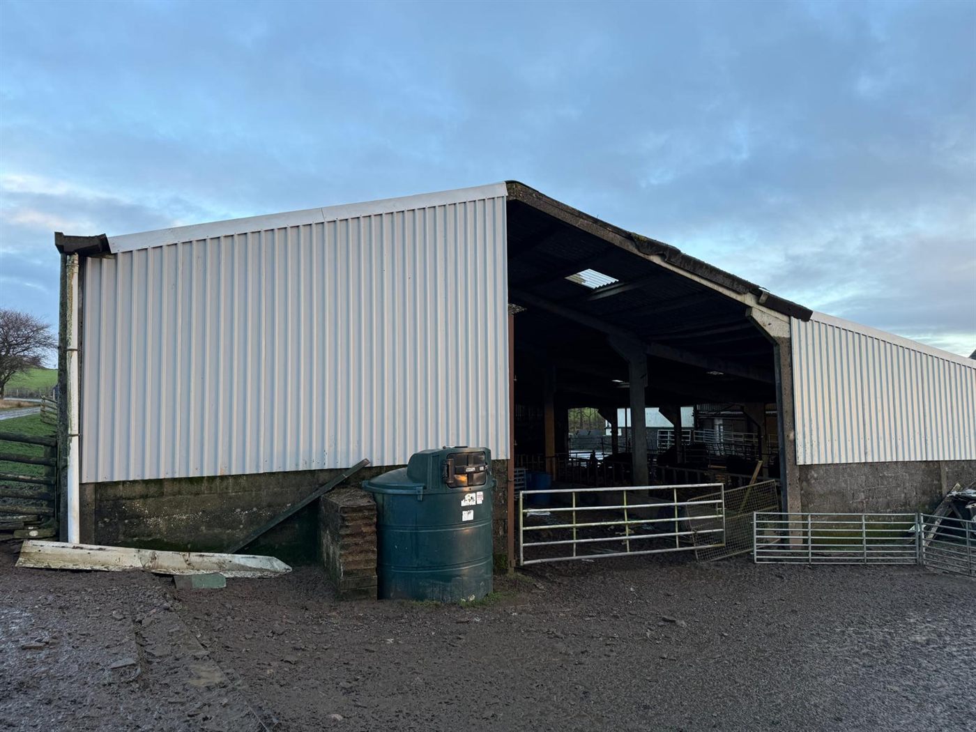 New silver cladding farm shed