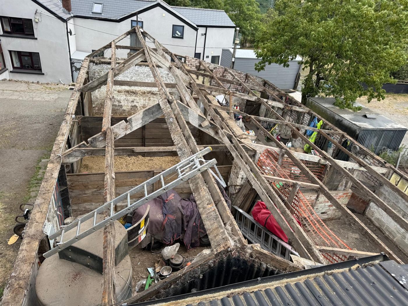 Old roof timber strip down